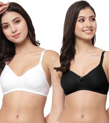 COLLEGE GIRL Detachable Strap Women T-Shirt Lightly Padded Bra(White, Black)
