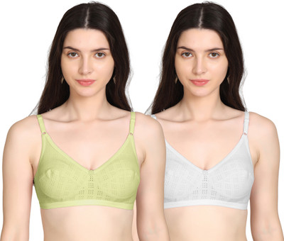 LOVELIKE Women Full Coverage Non Padded Bra(Light Green, Light Blue)