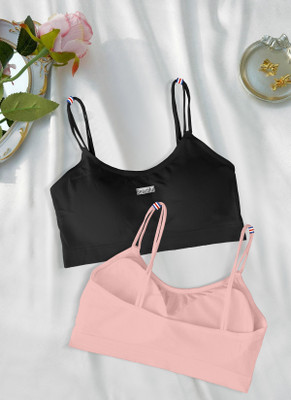 NAGARVEL CREATION 2122-L PINK-BLK-02-32 Women Bralette Lightly Padded Bra(Black)