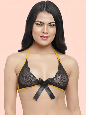DreamBe Bra Women Bralette Non Padded Bra(Black, Yellow)