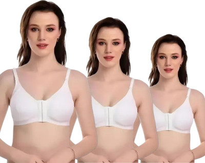 PINKLIT Front Hook Open Women Full Coverage Non Padded Bra(White)