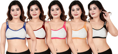MUSIFASH SRP1112131416_Black,Pink,Maroon,Yellow & Blue Women Sports Non Padded Bra(Multicolor)