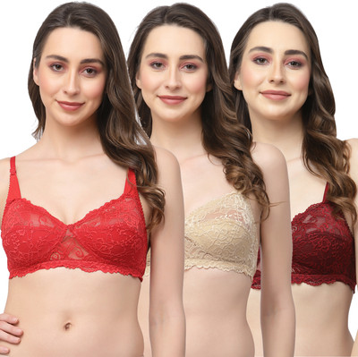 Docare Riya Bridal Women Bralette Non Padded Bra(Red, Beige, Maroon)