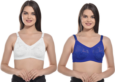 Body Liv Pack of 2 Women Full Coverage Non Padded Bra Women Full Coverage Non Padded Bra(White, Blue)