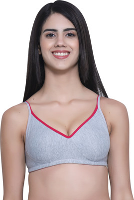 WAONY T-Shirt Sports Bra | Non-Padded | Wirefree | Women Everyday Non Padded Bra(Grey, Red)