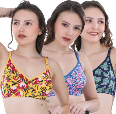 Docare NancyPrint Women Everyday Non Padded Bra(Yellow, Blue, Green)