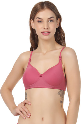 Funahme Women T-Shirt Non Padded Bra(Pink)