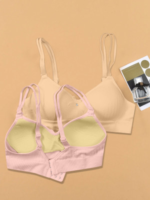 NAGARVEL CREATION F/309-SKN/PNK-P02-30 Women Push-up Lightly Padded Bra(Multicolor)