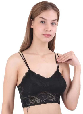 Unique Style Unique Style Women's Bralette Lightly Padded Fancy Bra Women Bralette Lightly Padded Bra(Black, White)