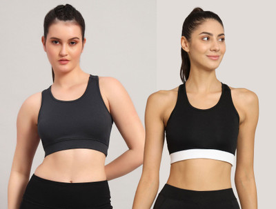 BEING RUNNER Women Sports Non Padded Bra(Grey, Black)
