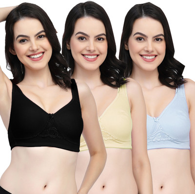 COLLEGE GIRL CG1214Mino Women Minimizer Non Padded Bra(Black, Beige, Light Blue)