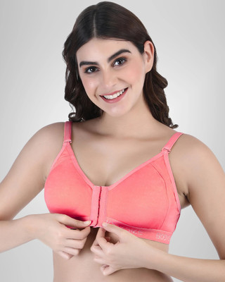 BODYSIZE BODYSIZE Front Open Bra With Twin Adjuster Women Full Coverage Non Padded Bra Women Full Coverage Non Padded Bra(Pink)