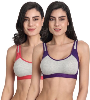 Aimly Women's Cotton Seamless Non-Padded Full Coverage Sports Bra (PACK OF 2) Women Sports Non Padded Bra(Multicolor)