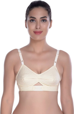 The Slay Store Women Cotton Non Padded Wire Free Full Coverage Bra with Cut Out Detail Women Everyday Non Padded Bra(Beige)