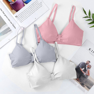 Comfy Secret D/3337/pnk/sky/wht-30 Women Everyday Lightly Padded Bra(Multicolor)