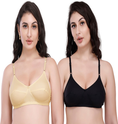 KGN RETINA Cotton Bra Women Full Coverage Non Padded Bra(Beige, Black)