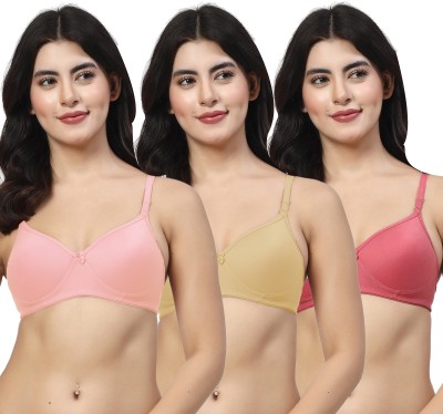 LILY maofcigam Women T-Shirt Heavily Padded Bra(Pink, Beige, Maroon)