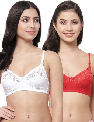 Docare NET21 Women Bralette Non Padded Bra(White, Red)