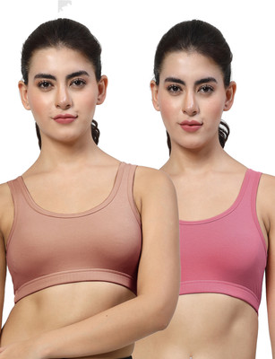 LILY StropsYttak Double Layered Women Sports Non Padded Bra(Brown, Pink)