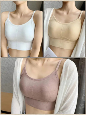 AMORIA 646 Women Lightly Padded Bra, Slip-on Comfortable Sports Bra Women Full Coverage Lightly Padded Bra(Beige)