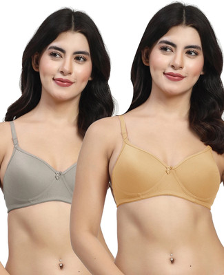 LILY maofcigamMino Women T-Shirt Heavily Padded Bra(Gold, Grey)