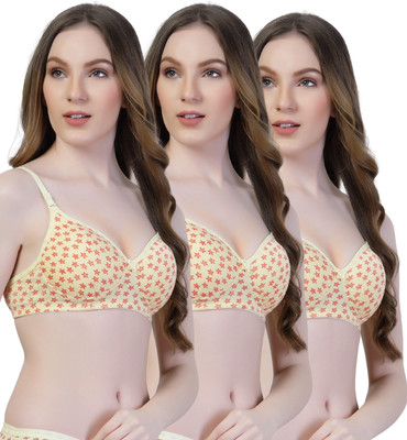 adornstar Pack of 3 Women Full Coverage Non Padded Bra Women Everyday Lightly Padded Bra(Yellow)