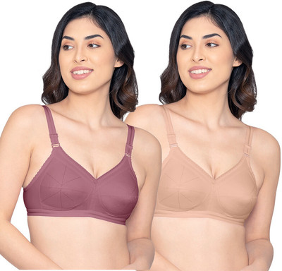 kalyani Damini Full Coverage Non Padded Cotton Everyday Bra Fawn ,Onion_42B Women Everyday Non Padded Bra(Purple, Beige)