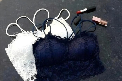 VS Beauti VS Beauti Womens Lightly Padded Lace Bra Women Everyday Lightly Padded Bra(White, Dark Blue)
