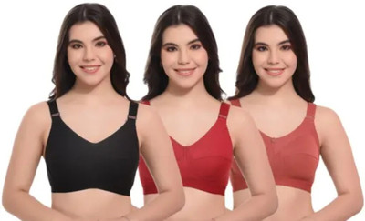 Avyaya Women Bra Women Full Coverage Non Padded Bra(Maroon, Black, Brown)