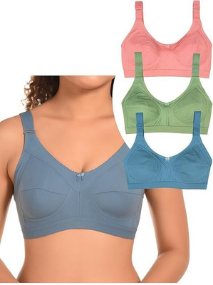 Lovyas Women Full Coverage Non Padded Bra(Light Blue, Light Green, Pink)