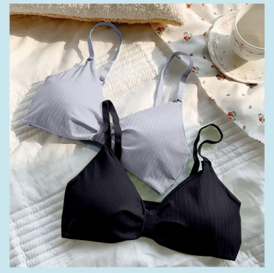 Comfy Secret 3337-sky/blk-30 Women Everyday Lightly Padded Bra(Grey, Black)