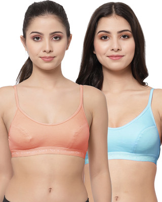 COLLEGE GIRL SB08 Women Sports Non Padded Bra(Orange, Blue)