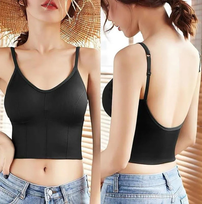 Payal Creation Women Cami Bra Lightly Padded Bra(Black)