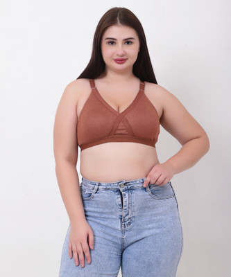 Funahme Women Full Coverage Non Padded Bra(Brown)