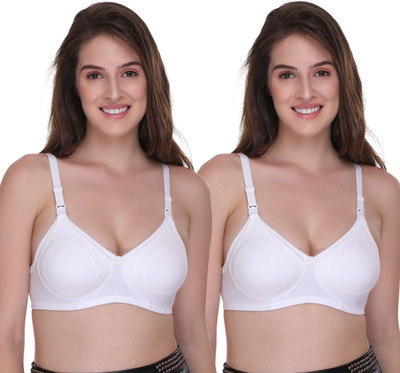 SONA by Sona Breast Feeding Maternity for Milk Feeding Elastic Straps for Nursing Women Maternity/Nursing Non Padded Bra(White, White)