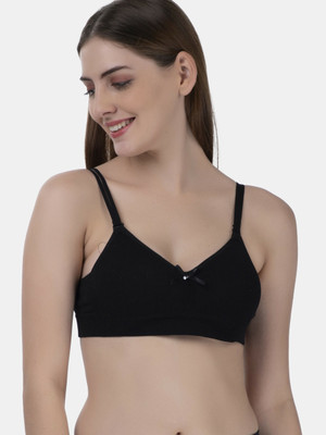 TOMKOT Padded Seamless soft fabric Women Push-up Lightly Padded Bra(Black)