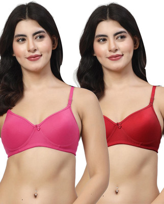 LILY maofcigam Women Full Coverage Heavily Padded Bra(Pink, Maroon)