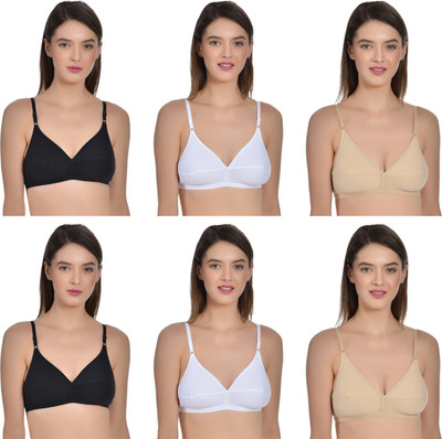 Aimly Aimly Women's Cotton Non-Padded Low Coverage Regular Bra Multicolor Women T-Shirt Non Padded Bra(Multicolor)