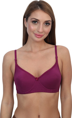 Glamoras Women T-Shirt Lightly Padded Bra(Purple)