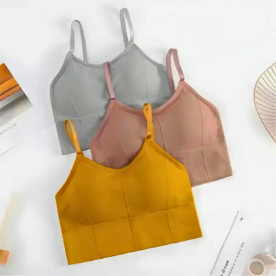 avenvi 0 Women Bralette Non Padded Bra(Grey, Brown, Gold)