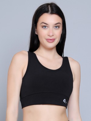 N-gal N-Gal Dry Fit Padded Crop Top Full Coverage Sports Bra Women Sports Heavily Padded Bra(Black)