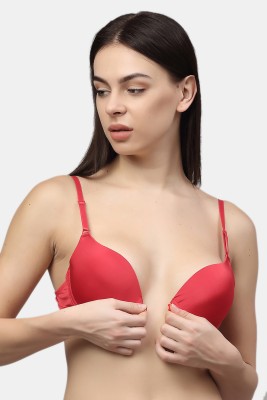 PrettyCat PrettyCat Multiway Front Open Pushup Bra. Women Push-up Heavily Padded Bra(Red)