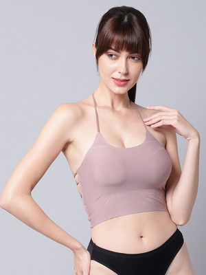 Quttos Quttos Backless Halter Neck Bralette Women Bralette Lightly Padded Bra(Purple)