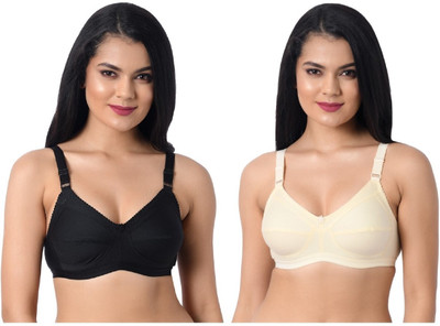 HouseOfCommon Women Full Coverage Non Padded Bra(Black, Beige)