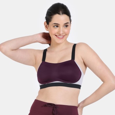 Zelocity by Zivame Women Sports Lightly Padded Bra(Purple, Grey)