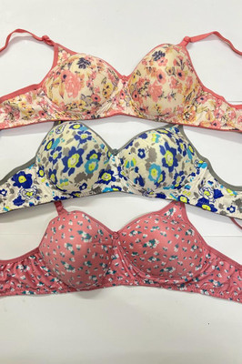 CALCADOS Combo pack Of 3 Women Push-up Lightly Padded Bra(Multicolor)