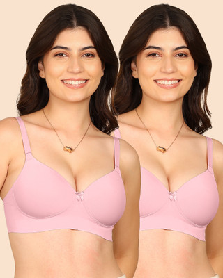 KOMLI Komli Bonded Polyamide Full Coverage Padded Bra Women T-Shirt Lightly Padded Bra(Pink)