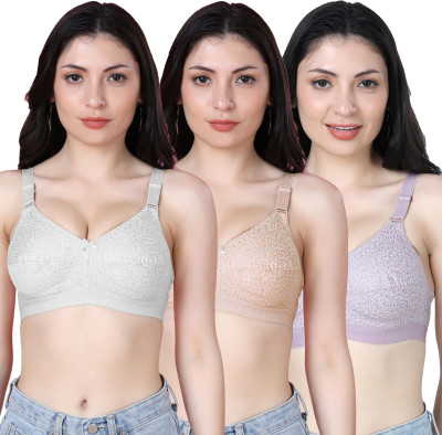 Shyam Sons FLAIR Women Minimizer Non Padded Bra(White, Orange, Purple)