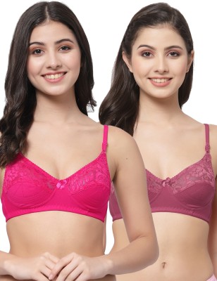 Docare NET21 Women Bralette Non Padded Bra(Pink, Maroon)