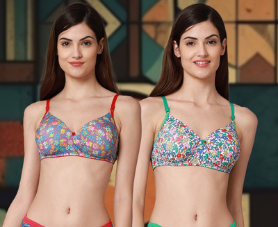 PIBU C-Riopd Bra Women Minimizer Lightly Padded Bra(Red, Green)